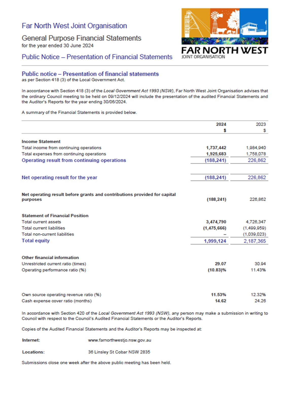 FAr North West Joint Organisation Financial Statement.png