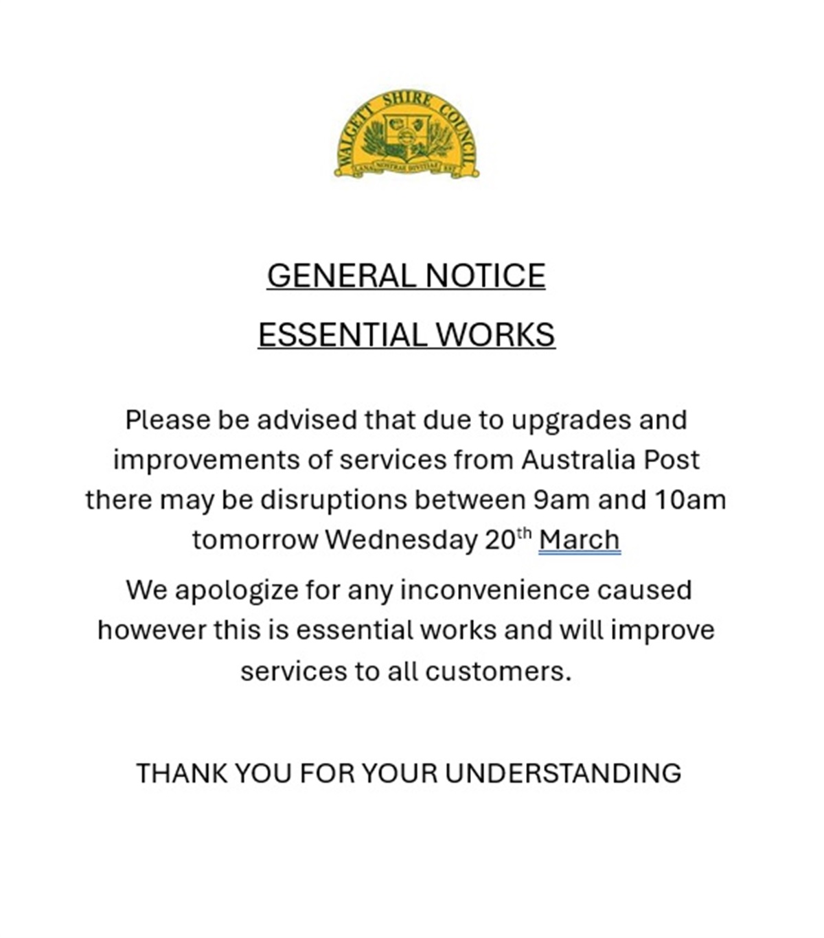 Collarenebri Agency / Australia Post Services Disruption - Walgett ...